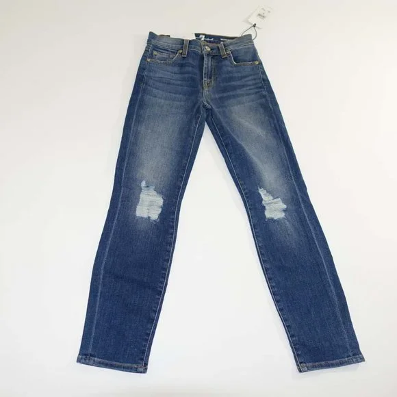 seven for all mankind slim cigarette 7 For All Mankind Jeans | 7 For All Mankind Women's Roxanne Ankle Slim Cigarette Jeans Size 23 Nwt Skinny | Color: Blue | Size: 23